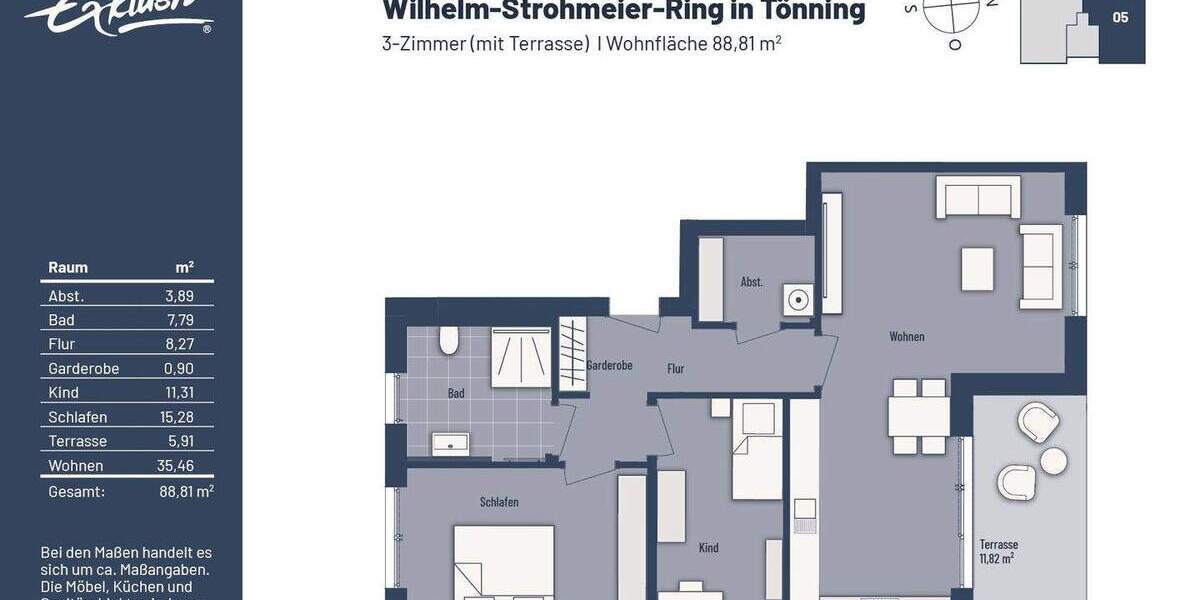 Etagenwohnung Tönning - 3 Zimmer, 88 m&sup2;, 469.000&euro; | Angebot:25690494