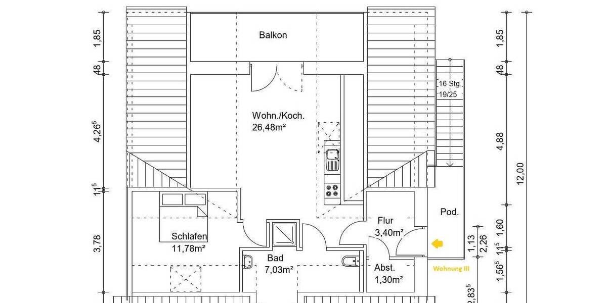 Etagenwohnung Husum - 2 Zimmer, 53 m&sup2;, 220.000&euro; | Angebot:26018416