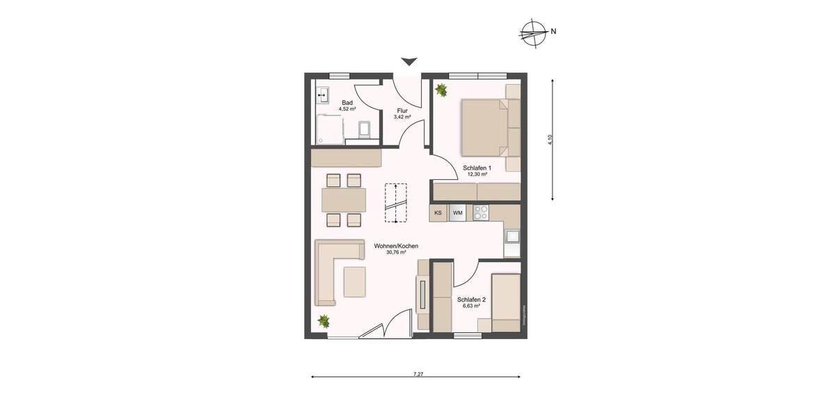 Etagenwohnung Bredstedt / Borsbüll Borsbüll - 2 Zimmer, 58 m&sup2;, 230.000&euro; | Angebot:25708432